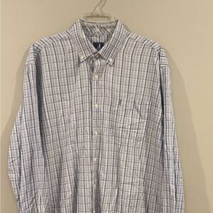 Johnnie O Shirt Mens L Blue Plaid Performance Button Down Shirt